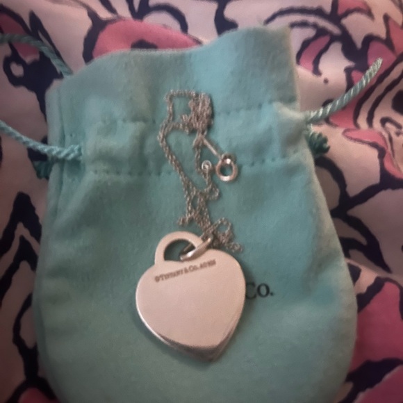 Tiffany & Co. Silver Heart Pendant Tag Lightning Bolt with Chain - Picture 2 of 2